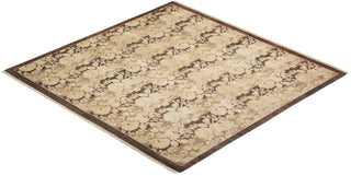 Traditional Mogul Brown Wool Square Area Rug 5' 1" x 5' 3" - Solo Rugs
