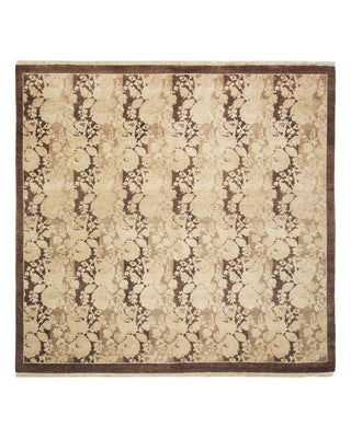 Traditional Mogul Brown Wool Square Area Rug 5' 1" x 5' 3" - Solo Rugs