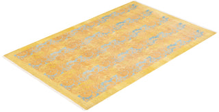 Traditional Mogul Green Wool Area Rug 4' 1" x 6' 3" - Solo Rugs