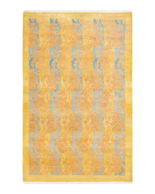 Traditional Mogul Green Wool Area Rug 4' 1" x 6' 3" - Solo Rugs