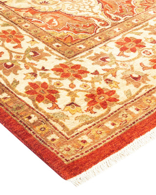 Traditional Mogul Orange Wool Area Rug 4' 2" x 6' 2" - Solo Rugs