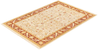 Traditional Mogul Ivory Wool Area Rug 4' 3" x 6' 2" - Solo Rugs