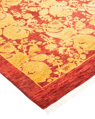 Traditional Mogul Red Wool Square Area Rug 4' 1" x 4' 2" - Solo Rugs