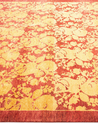 Traditional Mogul Red Wool Square Area Rug 4' 1" x 4' 2" - Solo Rugs