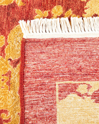 Traditional Mogul Red Wool Square Area Rug 4' 1" x 4' 2" - Solo Rugs