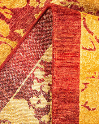 Traditional Mogul Red Wool Square Area Rug 4' 1" x 4' 2" - Solo Rugs