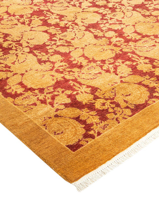 Traditional Mogul Yellow Wool Square Area Rug 4' 1" x 4' 1" - Solo Rugs