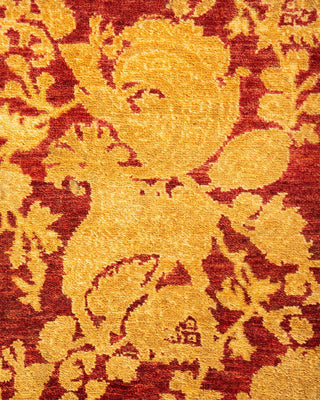 Traditional Mogul Yellow Wool Square Area Rug 4' 1" x 4' 1" - Solo Rugs