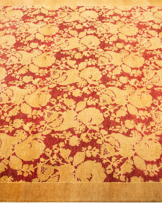 Traditional Mogul Yellow Wool Square Area Rug 4' 1" x 4' 1" - Solo Rugs