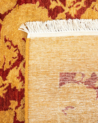 Traditional Mogul Yellow Wool Square Area Rug 4' 1" x 4' 1" - Solo Rugs