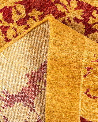 Traditional Mogul Yellow Wool Square Area Rug 4' 1" x 4' 1" - Solo Rugs