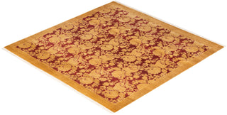 Traditional Mogul Yellow Wool Square Area Rug 4' 1" x 4' 1" - Solo Rugs