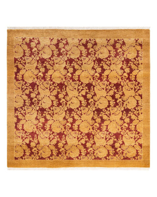 Traditional Mogul Yellow Wool Square Area Rug 4' 1" x 4' 1" - Solo Rugs