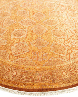 Traditional Mogul Yellow Wool Round Area Rug 6' 1" x 6' 1" - Solo Rugs