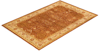 Traditional Mogul Orange Wool Area Rug 5' 3" x 8' 0" - Solo Rugs