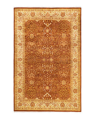 Traditional Mogul Orange Wool Area Rug 5' 3" x 8' 0" - Solo Rugs