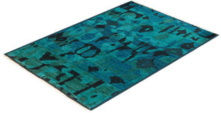 Contemporary Modern Green Wool Area Rug 3' 10" x 5' 7" - Solo Rugs