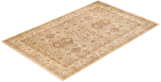 Traditional Mogul Yellow Wool Area Rug 5' 1" x 8' 0" - Solo Rugs