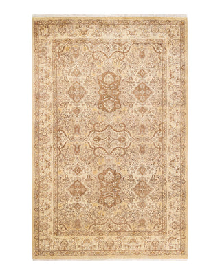 Traditional Mogul Yellow Wool Area Rug 5' 1" x 8' 0" - Solo Rugs