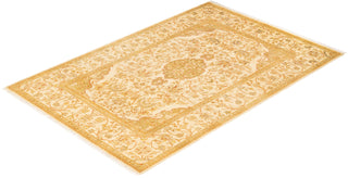 Traditional Mogul Ivory Wool Area Rug 4' 1" x 6' 2" - Solo Rugs