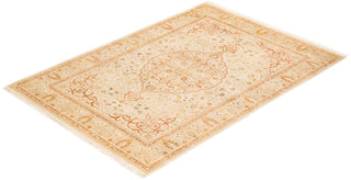 Traditional Mogul Ivory Wool Area Rug 4' 2" x 5' 10" - Solo Rugs