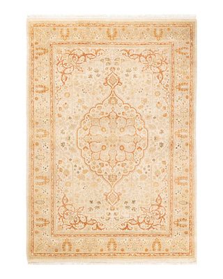 Traditional Mogul Ivory Wool Area Rug 4' 2" x 5' 10" - Solo Rugs