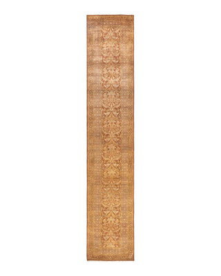 Traditional Mogul Yellow Wool Runner 2' 7" x 15' 1" - Solo Rugs