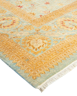 Traditional Mogul Light Blue Wool Square Area Rug 8' 3" x 8' 10" - Solo Rugs