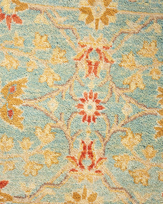 Traditional Mogul Light Blue Wool Square Area Rug 8' 3" x 8' 10" - Solo Rugs