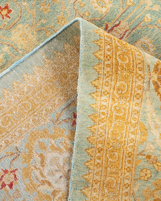 Traditional Mogul Light Blue Wool Square Area Rug 8' 3" x 8' 10" - Solo Rugs