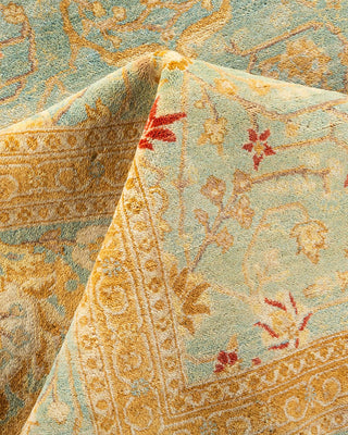 Traditional Mogul Light Blue Wool Square Area Rug 8' 3" x 8' 10" - Solo Rugs