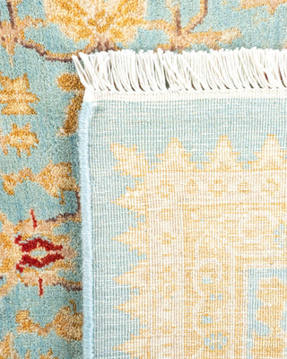 Traditional Mogul Light Blue Wool Square Area Rug 6' 2" x 6' 6" - Solo Rugs