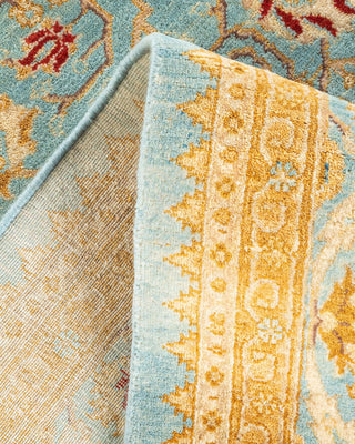 Traditional Mogul Light Blue Wool Square Area Rug 6' 2" x 6' 6" - Solo Rugs
