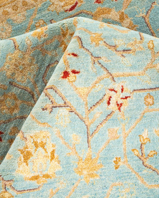 Traditional Mogul Light Blue Wool Square Area Rug 6' 2" x 6' 6" - Solo Rugs