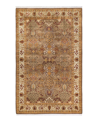 Traditional Mogul Brown Wool Area Rug 5' 2" x 8' 2" - Solo Rugs