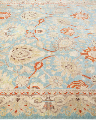Contemporary Eclectic Light Blue Wool Area Rug 7' 10" x 9' 10" - Solo Rugs