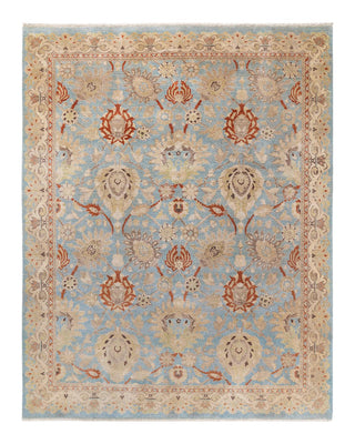 Contemporary Eclectic Light Blue Wool Area Rug 7' 10" x 9' 10" - Solo Rugs