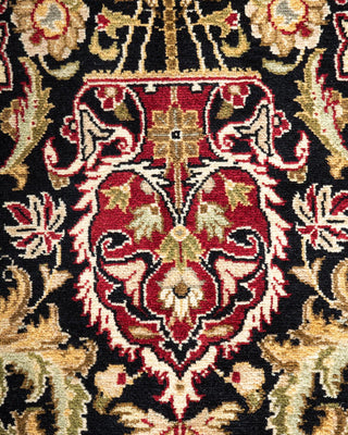 Traditional Mogul Black Wool Area Rug 8' 10" x 12' 5" - Solo Rugs