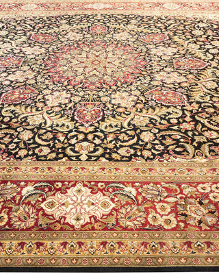 Traditional Mogul Black Wool Area Rug 8' 10" x 12' 5" - Solo Rugs