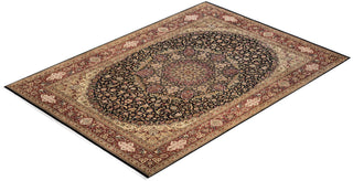 Traditional Mogul Black Wool Area Rug 8' 10" x 12' 5" - Solo Rugs