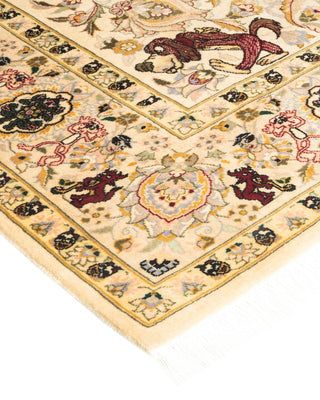 Traditional Mogul Ivory Wool Area Rug 4' 8" x 7' 2" - Solo Rugs