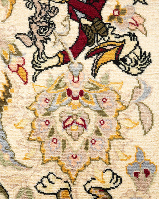 Traditional Mogul Ivory Wool Area Rug 4' 8" x 7' 2" - Solo Rugs