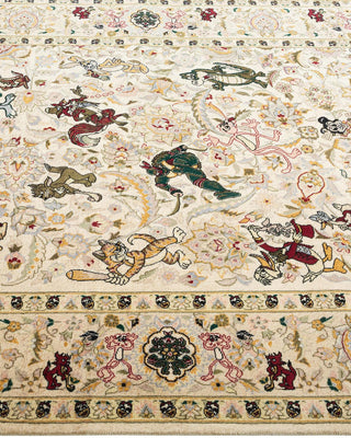 Traditional Mogul Ivory Wool Area Rug 4' 8" x 7' 2" - Solo Rugs