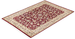 Traditional Mogul Red Wool Area Rug 4' 2" x 6' 1" - Solo Rugs