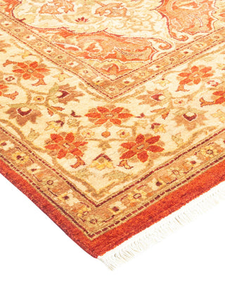Traditional Mogul Orange Wool Area Rug 4' 2" x 5' 10" - Solo Rugs