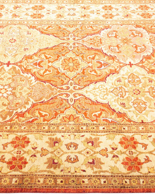 Traditional Mogul Orange Wool Area Rug 4' 2" x 5' 10" - Solo Rugs