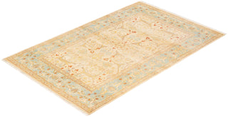 Traditional Mogul Ivory Wool Area Rug 4' 2" x 6' 6" - Solo Rugs