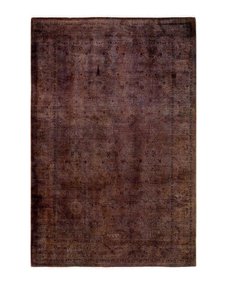 Contemporary Fine Vibrance Brown Wool Area Rug 6' 1" x 9' 4" - Solo Rugs