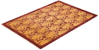 Traditional Mogul Red Wool Area Rug 4' 1" x 5' 10" - Solo Rugs