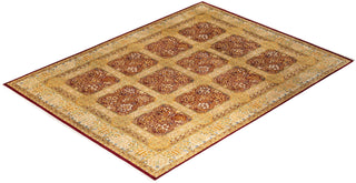 Traditional Mogul Red Wool Area Rug 9' 4" x 12' 4" - Solo Rugs